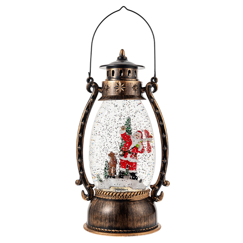 Декоративный подвесной фонарь новогодний 3283093 рождественское украшения 13,5*11*26 см для дома на батарейках Дед Мороз с оленем
