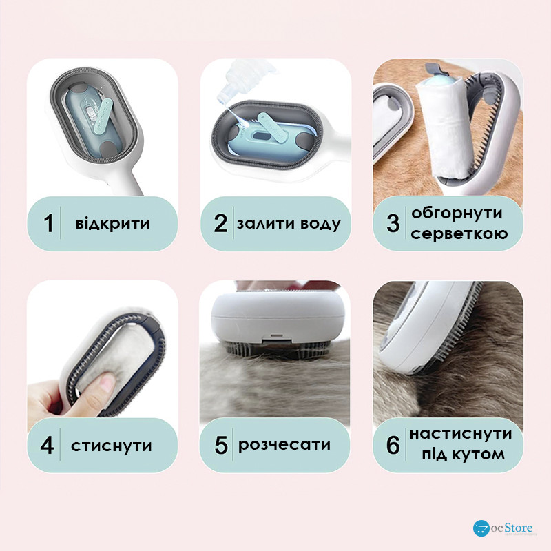 Модернизированная расческа для чистки и удаления шерсти кошек и собак DT-956 long для довгошерстных животных Blue