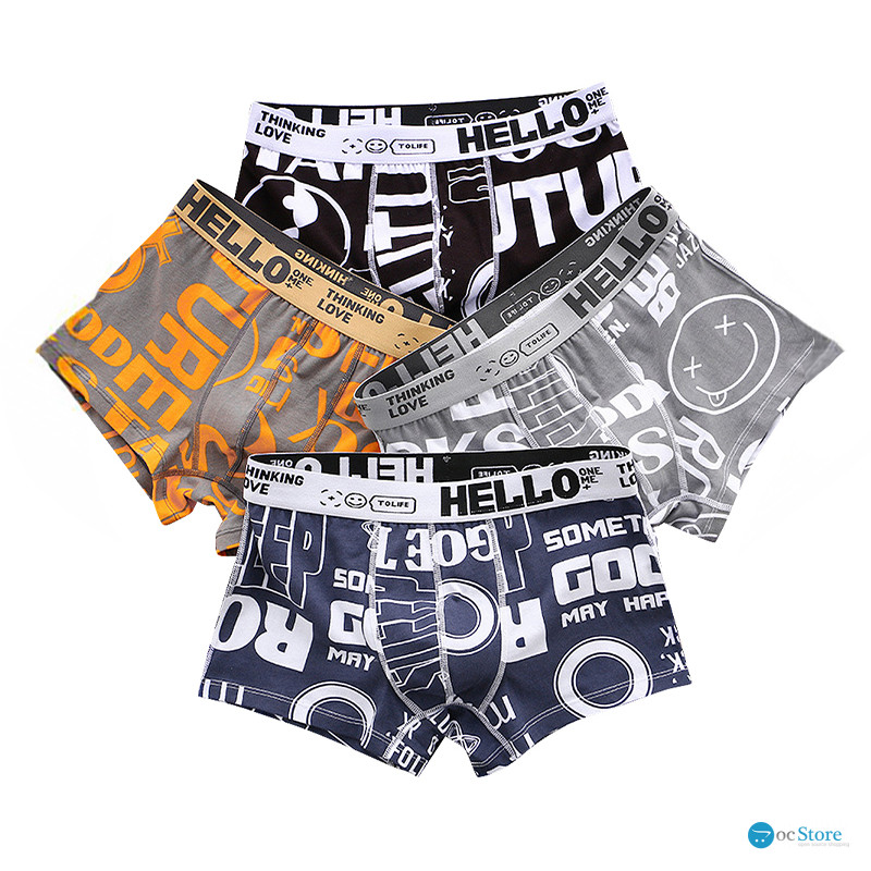 Набор мужских трусов боксеров PA-3187 с принтом Black/Orange/Gray/Sapphire Blue bp 4 шт 3XL