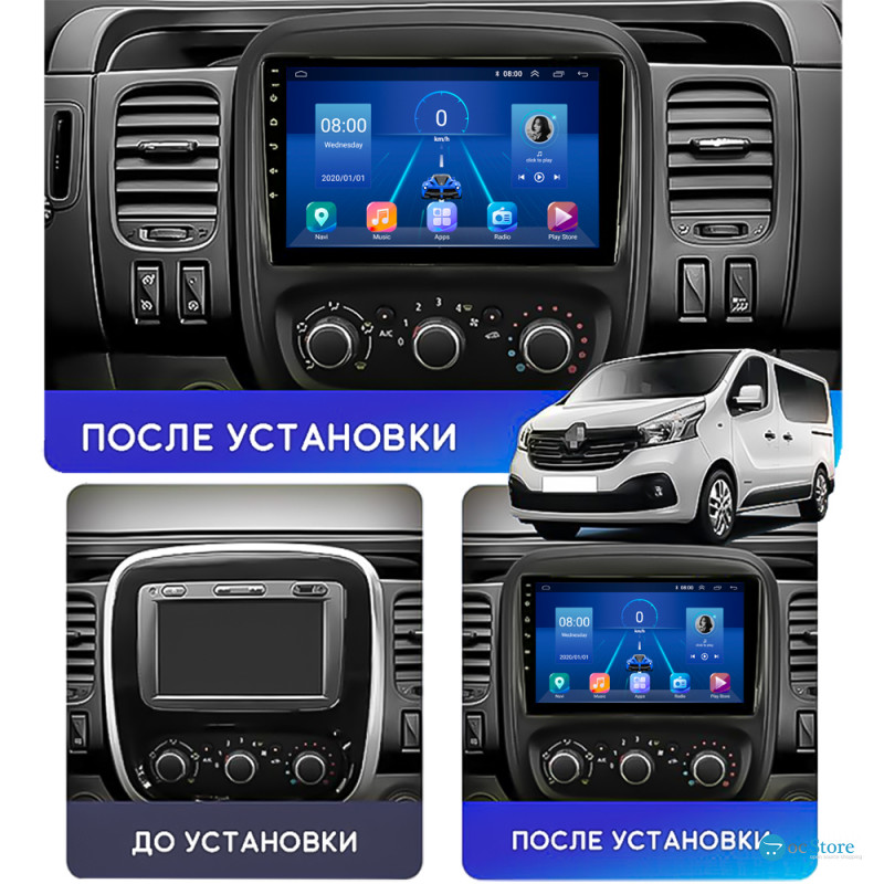 Штатная магнитола Lesko для Renault Trafic III 2014-2021 экран 9" 4/32Gb 4G Wi-Fi GPS Top