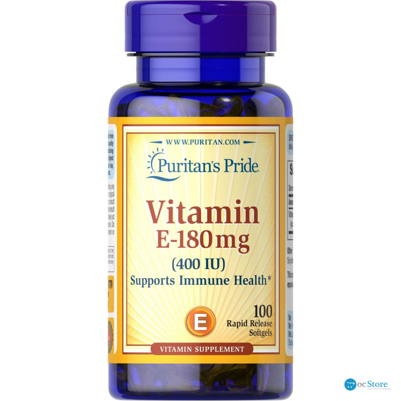 Вітамін Е, Vitamin E, Puritan's Pride, 180 мг (400 МО), 100 гелевих капсул