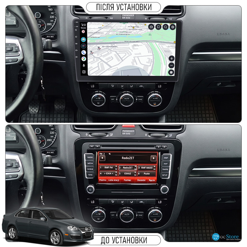 Штатная магнитола Lesko для Volkswagen Jetta V Auto AC 2005-2011 экран 10" 4/32Gb 4G Wi-Fi GPS Top