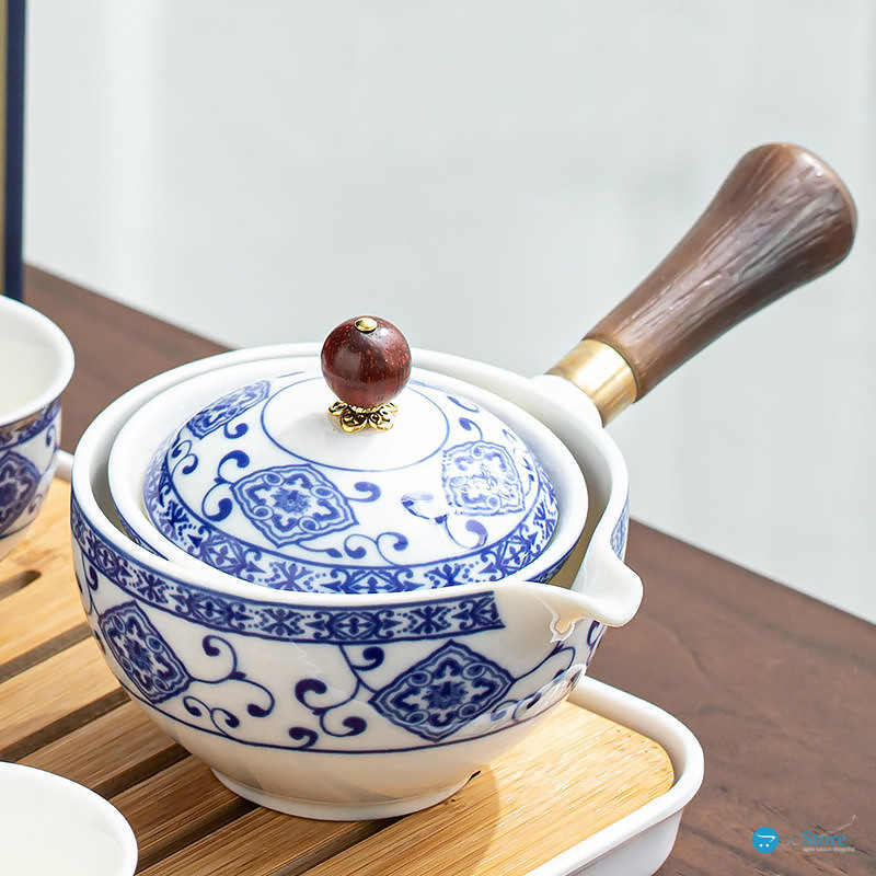 Дорожный набор для чайной церемонии керамический Blue+White