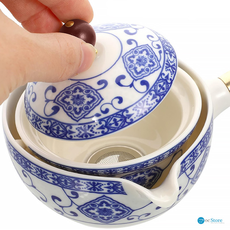 Дорожный набор для чайной церемонии керамический Blue+White