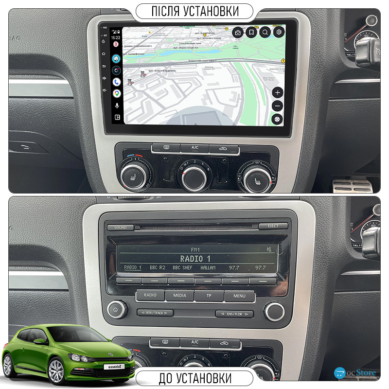 Штатная магнитола Lesko для Volkswagen Scirocco III 2008-2014 экран 9" 4/64Gb 4G Wi-Fi GPS Top