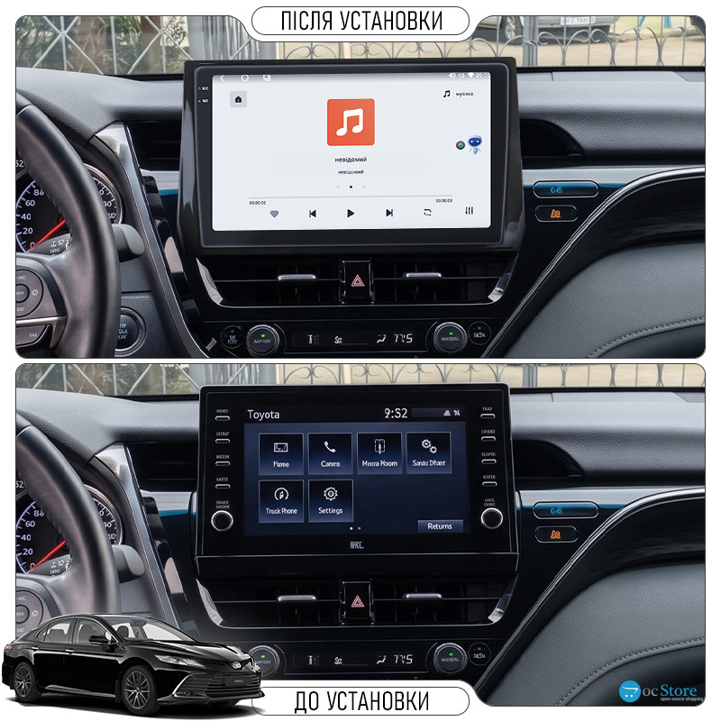 Штатная магнитола Lesko для Toyota Camry VIII (XV70) Рестайлинг 2020- экран 10" 4/64 QLED CarPlay 4G Wi-Fi GPS 360 Prime