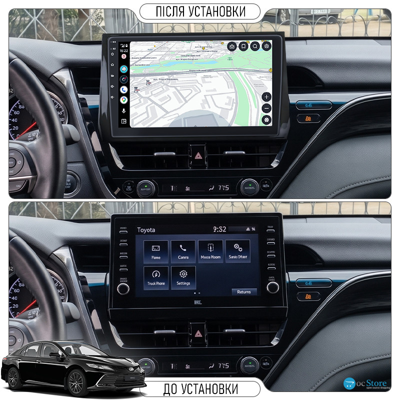 Штатная магнитола Lesko для Toyota Camry VIII (XV70) Рестайлинг 2020- экран 10" 4/64Gb 4G Wi-Fi GPS Top