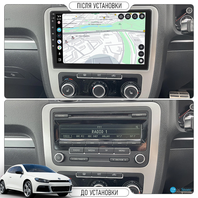 Штатная магнитола Lesko для Volkswagen Scirocco R I 2009-2014 экран 9" 4/32Gb 4G Wi-Fi GPS Top