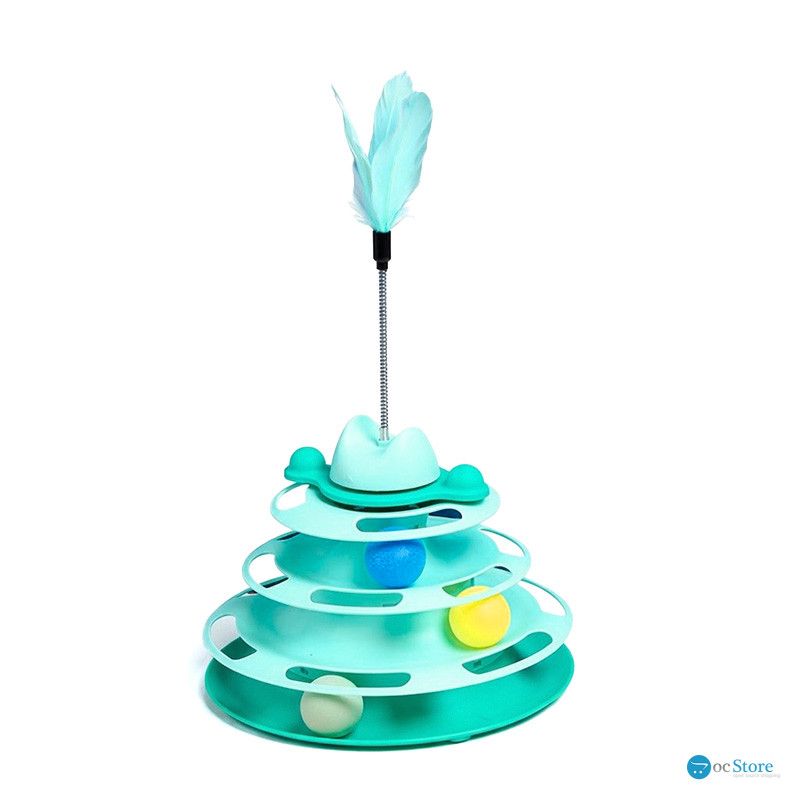 Игрушка Chaokupet DT705 Башня для котов интелектуальная 3-х уровневая   Green