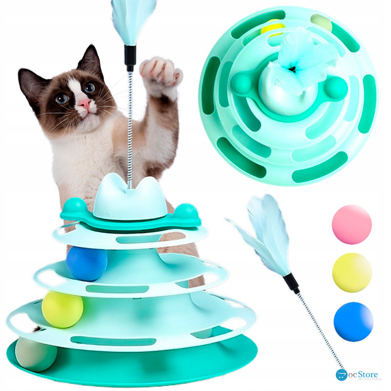 Игрушка Chaokupet DT705 Башня для котов интелектуальная 3-х уровневая   Green