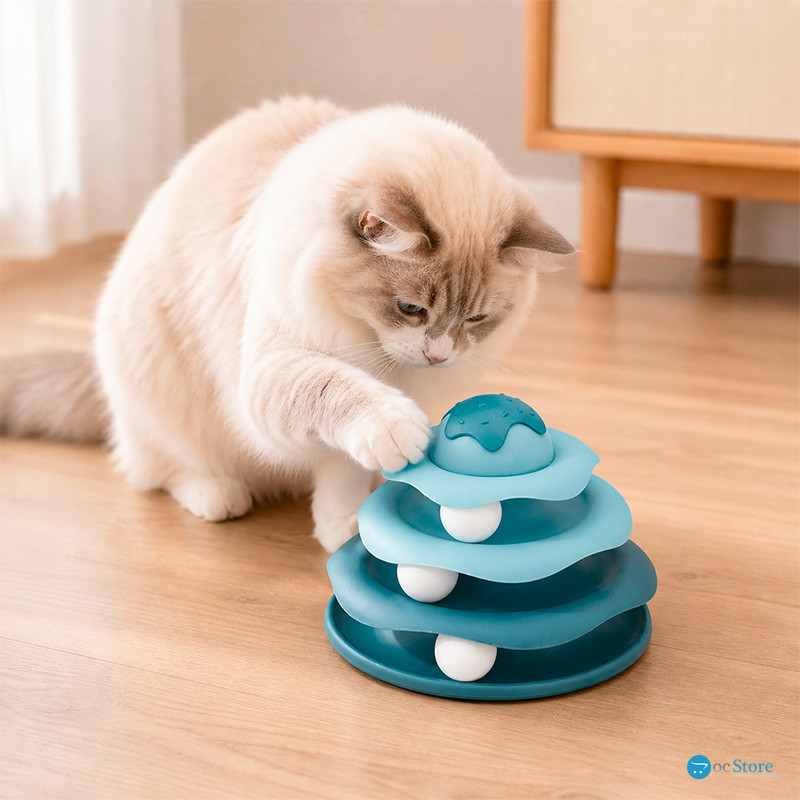 Игрушка Taotaopets 07A10001 для кота интелектуальная 3-х уровневая Башня Dark Blue