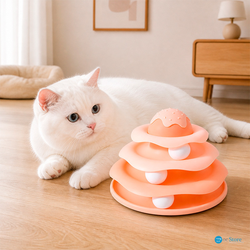 Игрушка Taotaopets 07A10001 для кота интелектуальная 3-х уровневая Башня Peach