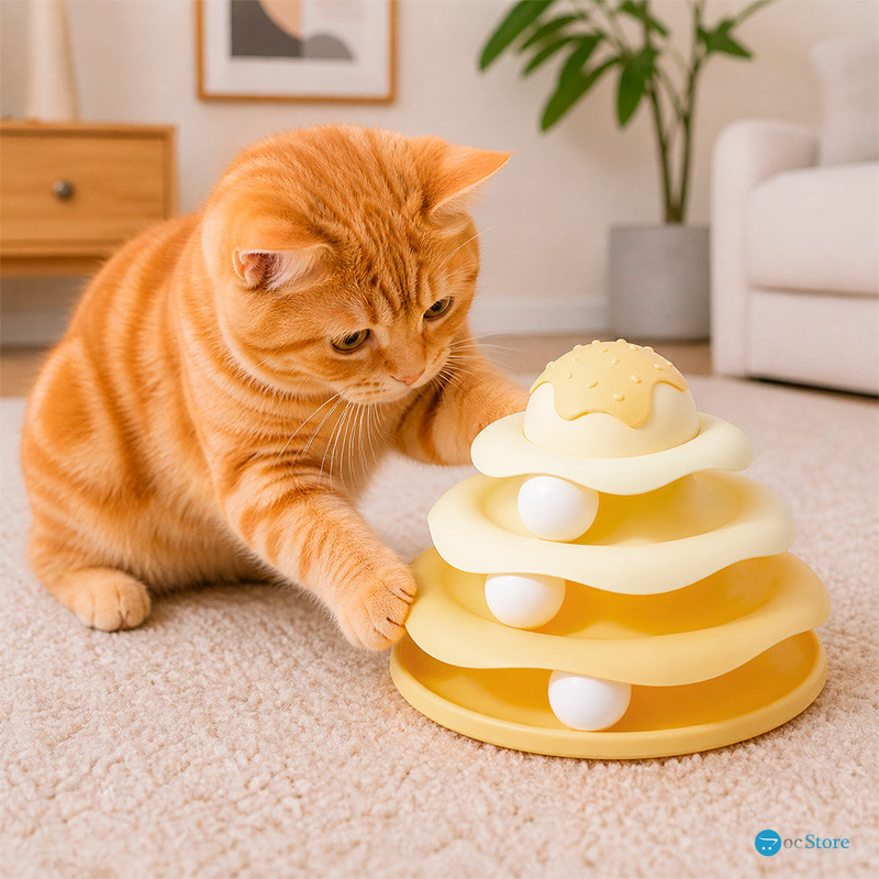 Игрушка Taotaopets 07A10001 для кота интелектуальная 3-х уровневая Башня Yellow