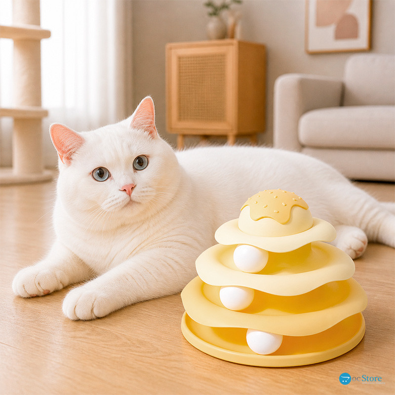 Игрушка Taotaopets 07A10001 для кота интелектуальная 3-х уровневая Башня Yellow