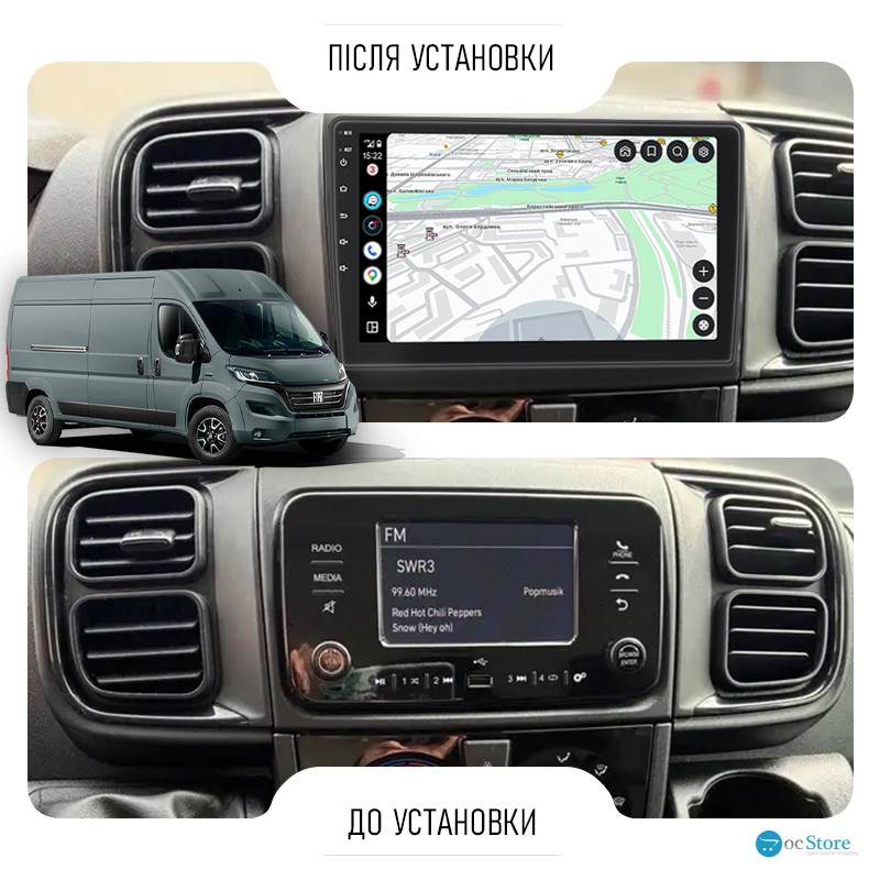 Штатная магнитола Lesko для Fiat Ducato ІII Рестайлинг 2 2021-н.в экран 9" 2/32Gb CarPlay 4G Wi-Fi GPS Prime