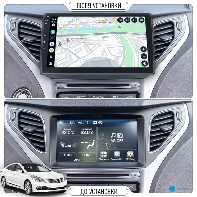 Штатная магнитола Lesko для Hyundai Grandeur V ver. 2 2014-2016 экран 9" 6/128Gb 4G Wi-Fi GPS Top