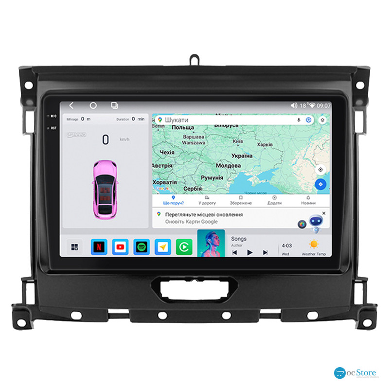 Штатная магнитола Lesko для Ford Ranger III Рестайлинг 2015-2019 экран 9" 4/64Gb CarPlay 4G Wi-Fi GPS Prime