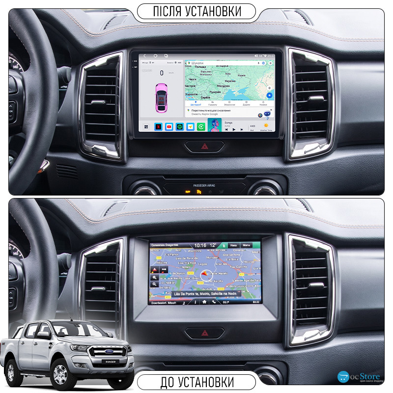 Штатная магнитола Lesko для Ford Ranger III Рестайлинг 2015-2019 экран 9" 4/64Gb CarPlay 4G Wi-Fi GPS Prime