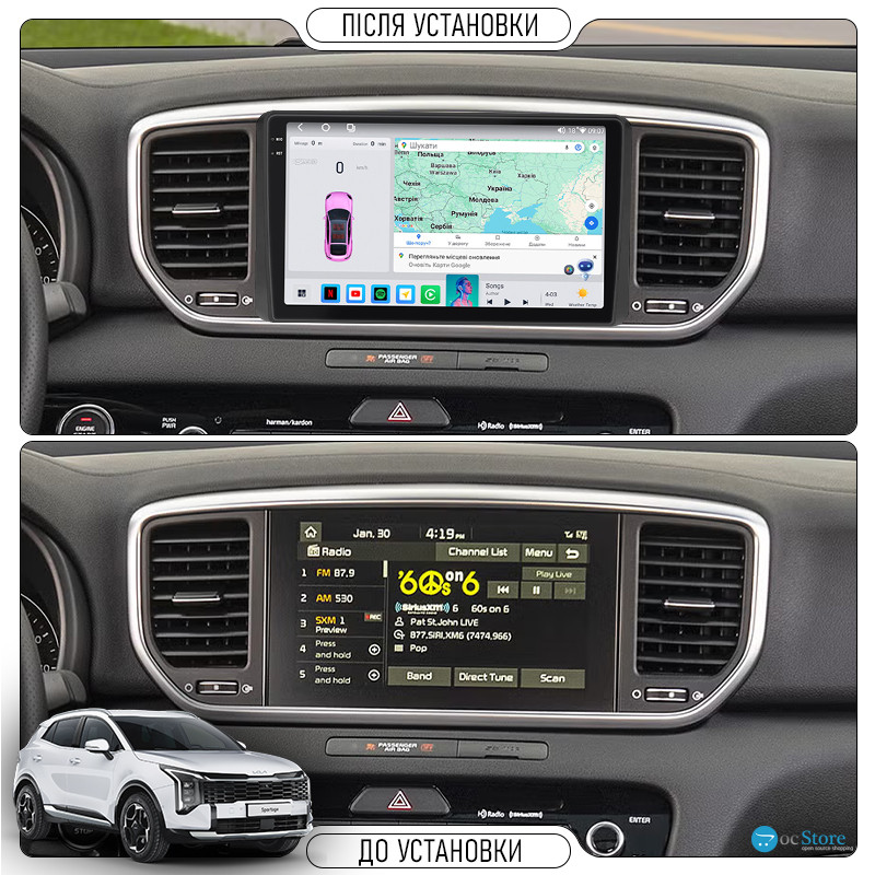 Штатная магнитола Lesko для Kia Sportage V 2021- н.в экран 10" 4/64 QLED CarPlay 4G Wi-Fi GPS 360 Prime