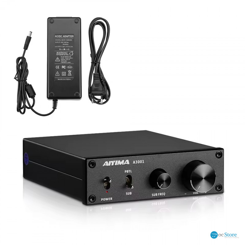 Підсилювач звуку AIYIMA A3001 black + блок живлення 36V. Bluetooth 5.0, AUX, 50Wx2+100W (TPA3255)
