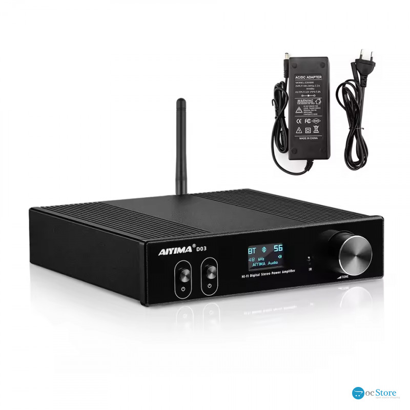 Підсилювач звуку AIYIMA D03 black + блок живлення 32V. Bluetooth 5.0, AUX, 150Wx2