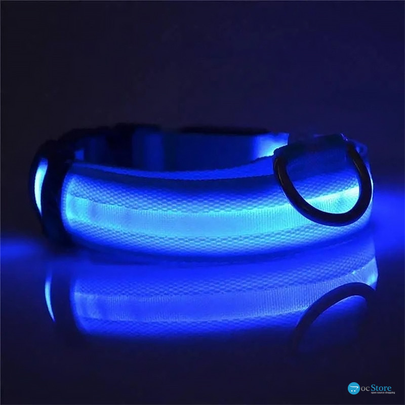 Светодиодный LED ошейник USB светящийся для собак и котов Blue M