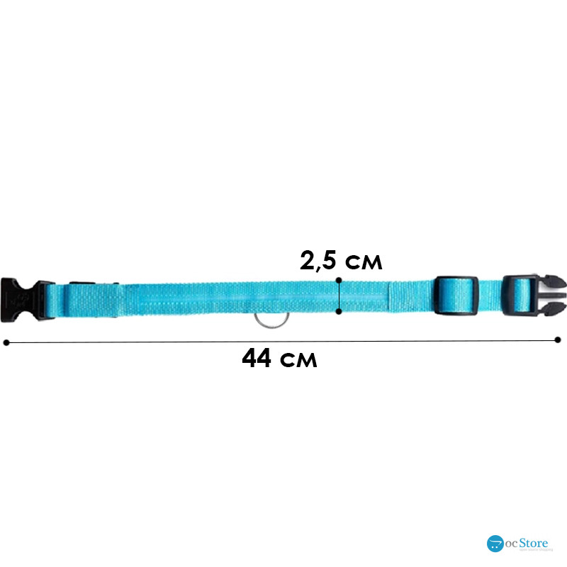 Светодиодный LED ошейник USB светящийся для собак и котов Blue M