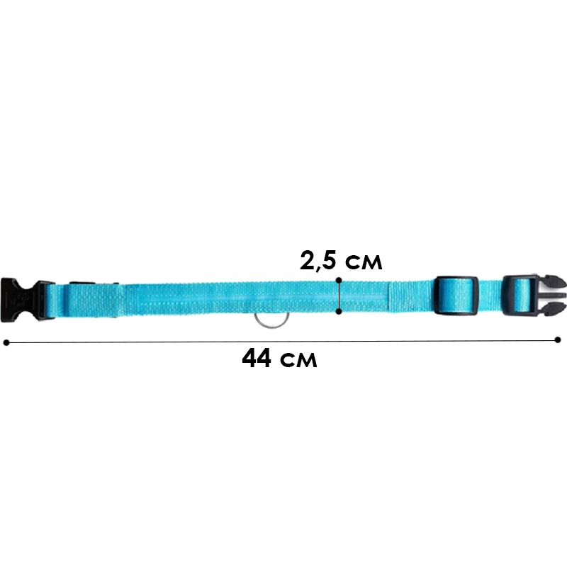Светодиодный LED ошейник USB светящийся для собак и котов Blue M