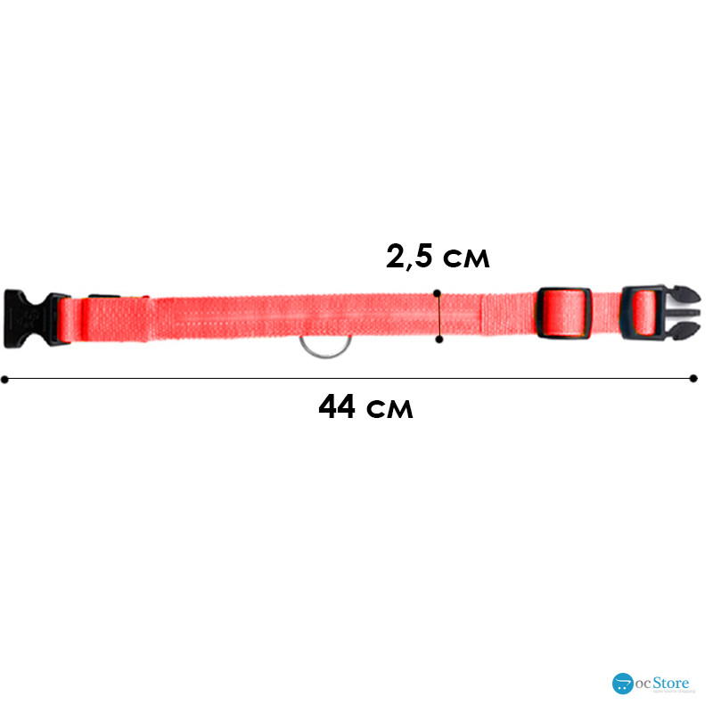 Светодиодный LED ошейник USB светящийся для собак и котов Red M