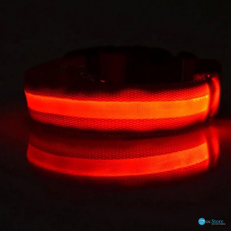Светодиодный LED ошейник USB светящийся для собак и котов Red XS