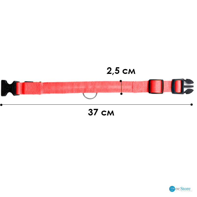 Светодиодный LED ошейник USB светящийся для собак и котов Red XS