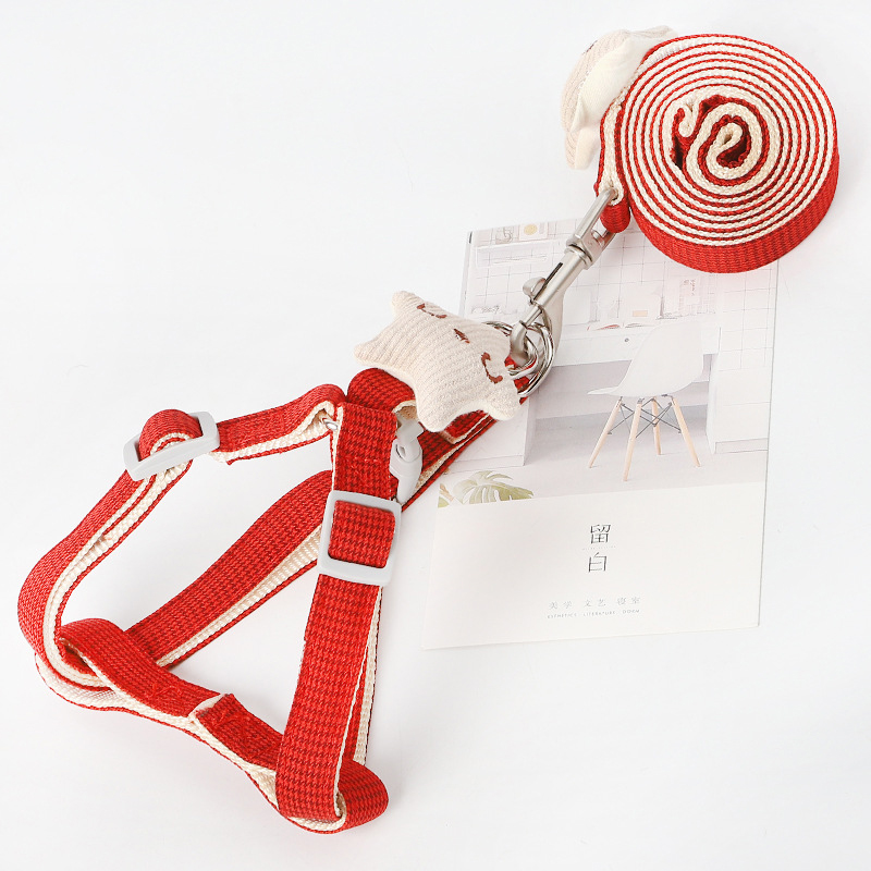 Шлея для собак или кошек с поводком Taotaopets 1710118 Red (1.0 cm)