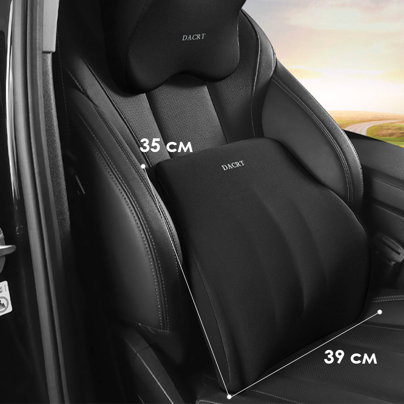 Универсальная поясничная подушка на сиденье DACRT для спины с эффектом памяти ортопедическая Black