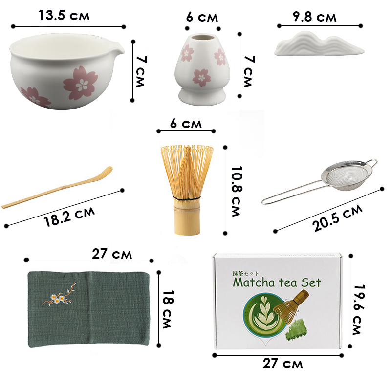 Набор Mavanto 5645 для приготовления чая матча 7 предметов White