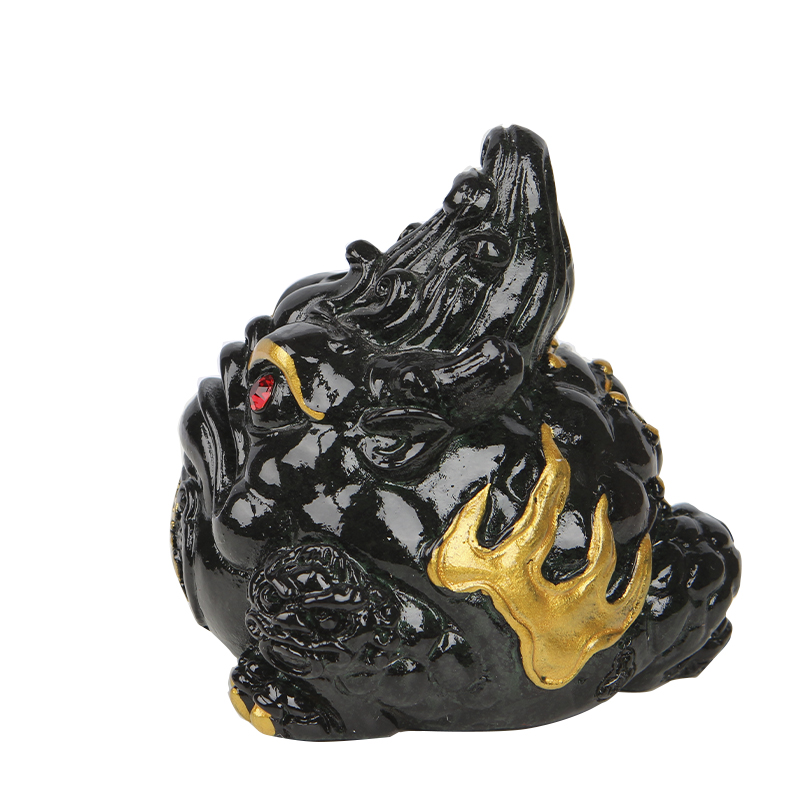 Фигурка для чайной церемонии ZBY-2407302 Жаба с монеткой меняющая цвет от горячей воды Green