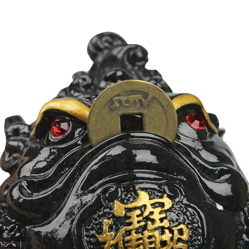 Фигурка для чайной церемонии ZBY-2407302 Жаба с монеткой меняющая цвет от горячей воды Green