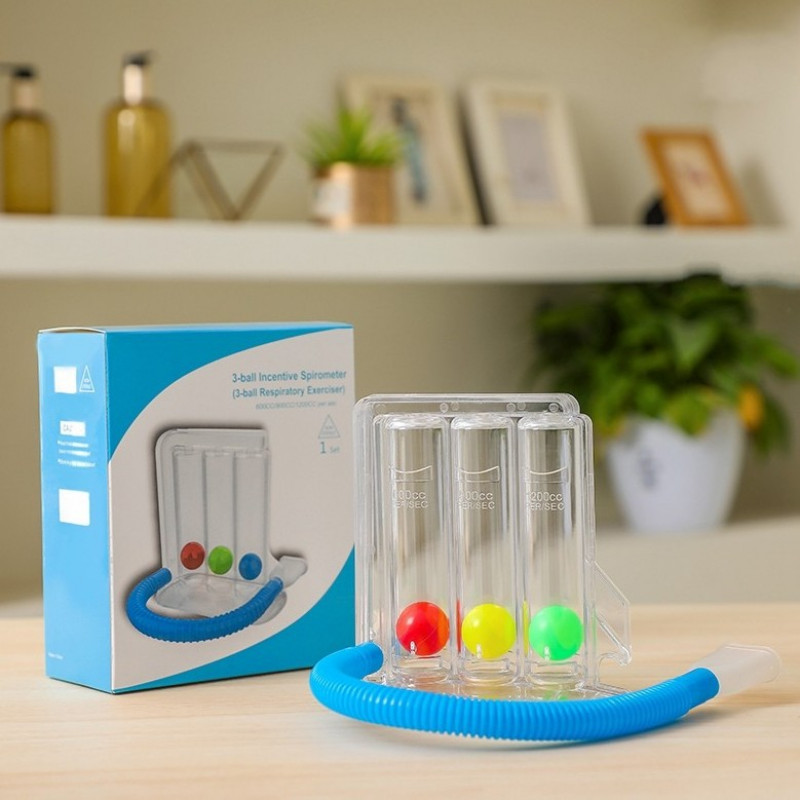 Дыхательный тренажер TRI-BALL для дыхательных упражнений для реабилитации спирометр
