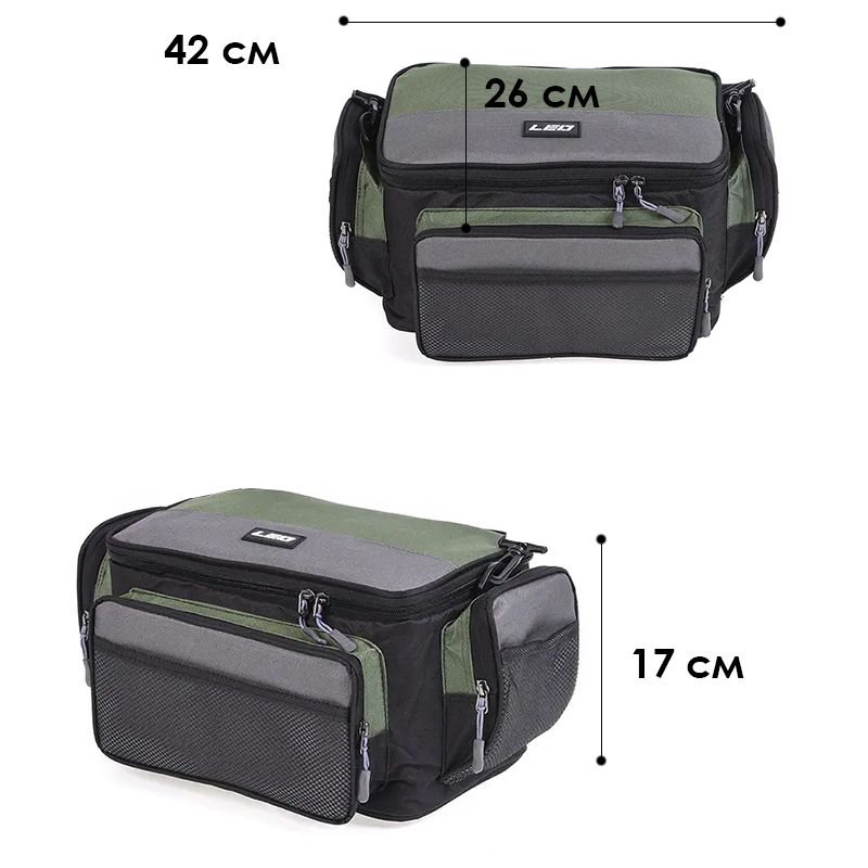 Сумка для рыболовных снастей LEO 27993 Green-Grey 42*26*17 см