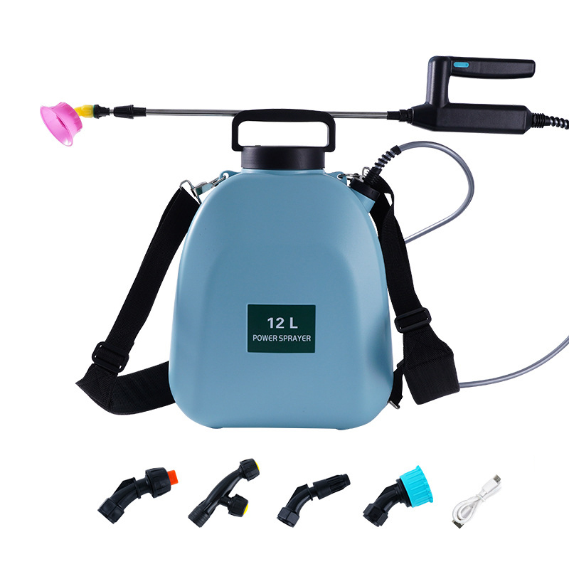 Электрический опрыскиватель KLC-12PWQ 12 литров садовый аккумуляторный ранцевый для сада огорода деревьев Blue