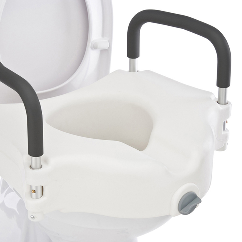 Туалетное сиденье-надставка QC-M308 на унитаз с поручнями высокое с фиксатором