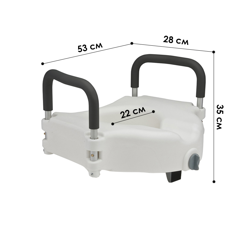 Туалетное сиденье-надставка QC-M308 на унитаз с поручнями высокое с фиксатором