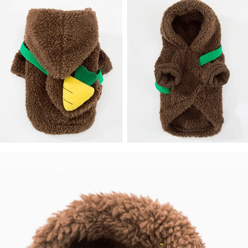 Свитер для собак и кошек Тедди 2011SXSL5932 с капюшоном утепленный Brown S