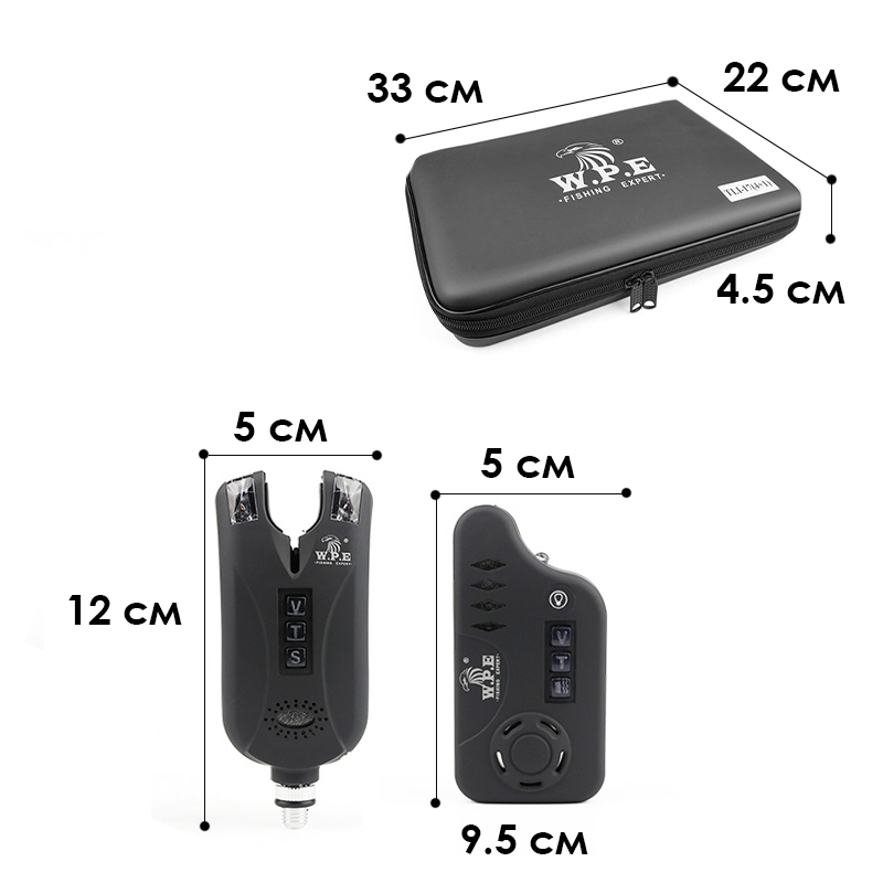 Набор сигнализаторов поклевки W.P.E TLI17 4+1 в кейсе