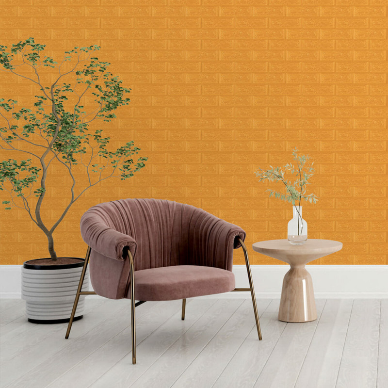 3D панель самоклеюча 700х770х5мм цегла Золото (011-5) SW-00000147