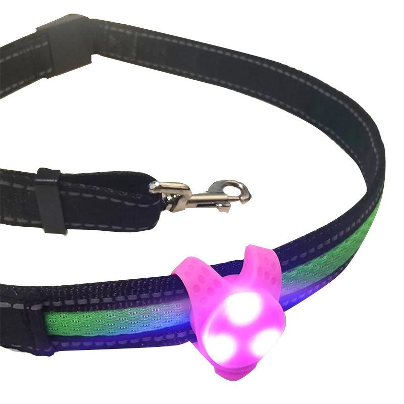 Led брелок-клипса мигающий с адресником для собак на ошейник Pink