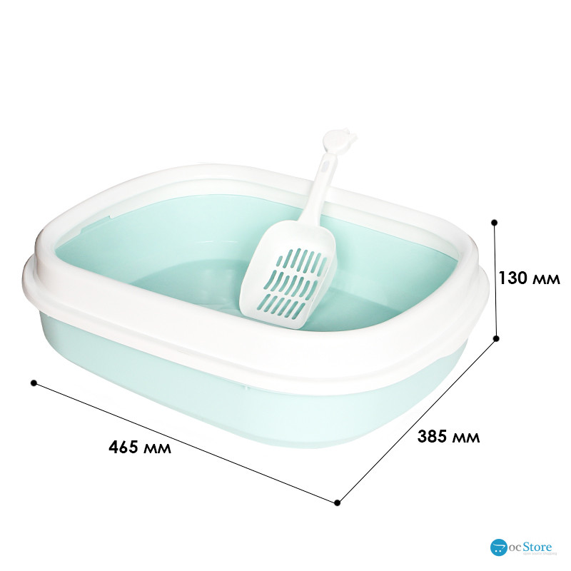 Туалет лоток для кошек с лопаткой Taotaopets 225501 46*38*13 см Blue