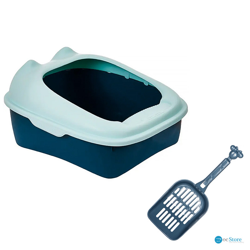 Туалет для кошек с лопаткой Taotaopets 268802 лоток для котов 40*30*18,5 cm Blue