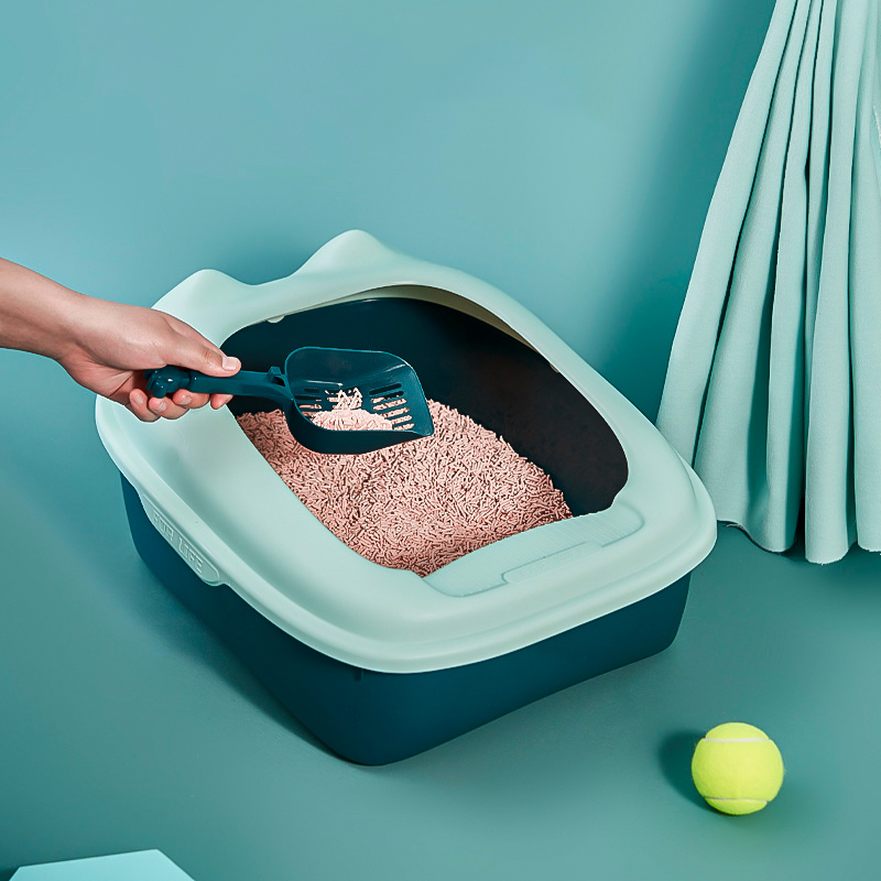 Туалет для кошек с лопаткой Taotaopets 268802 лоток для котов 40*30*18,5 cm Blue