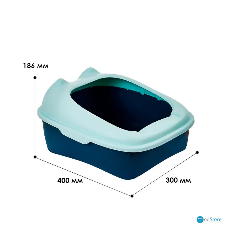 Туалет для кошек с лопаткой Taotaopets 268802 лоток для котов 40*30*18,5 cm Blue