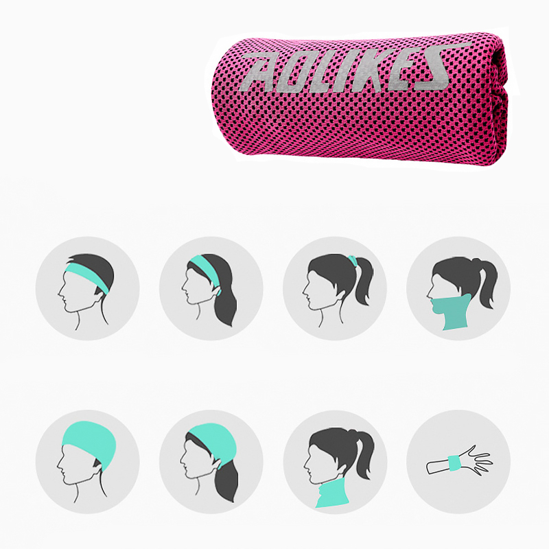 Полотенце AOLIKES A-7933 спортивное охлаждающее быстросохнущая защита на запястье поглотитель пота для фитнеса Pink